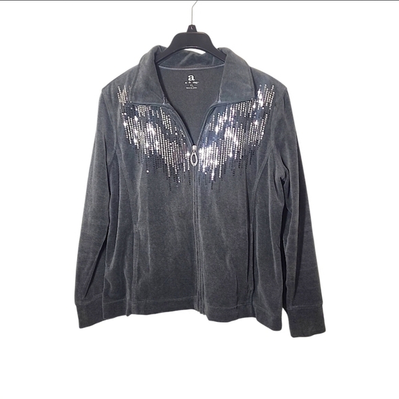 Activology Velour Sparkle Zip Jacket Size Extra Large - Picture 1 of 5